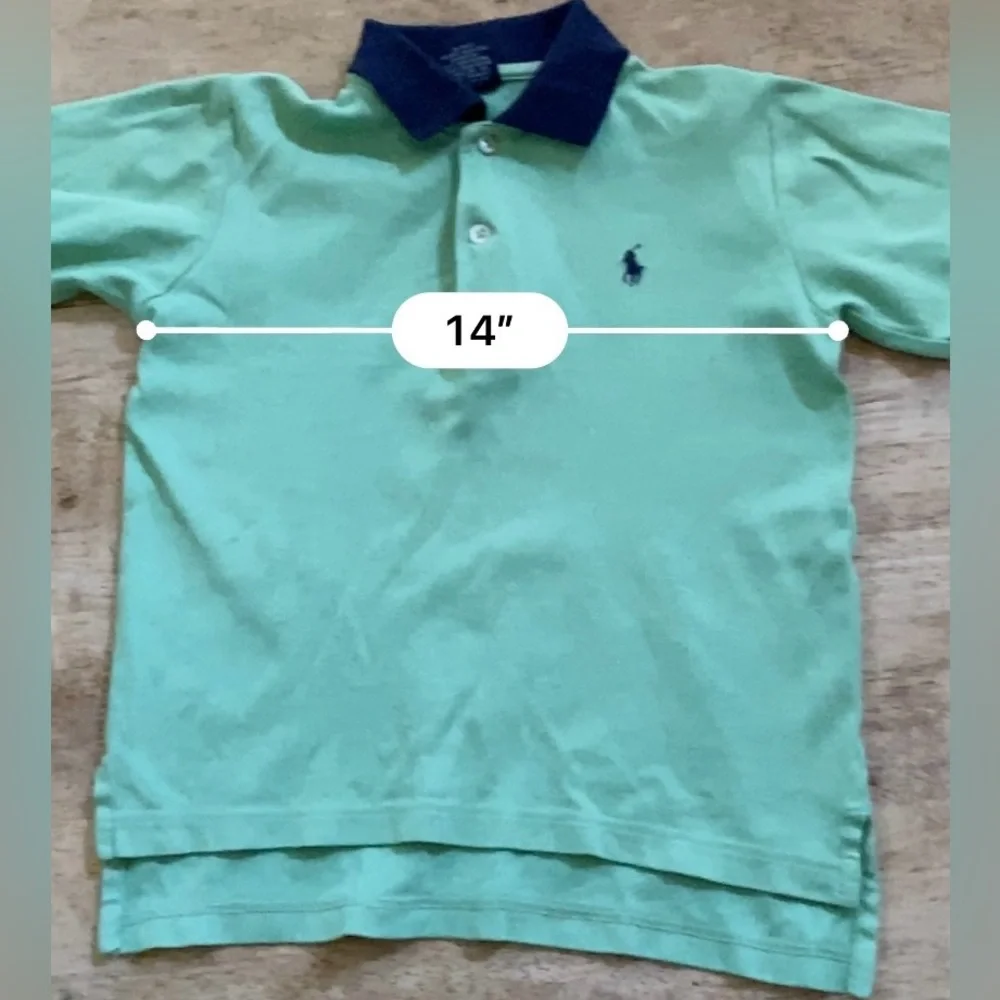 Vintage Polo Ralph Lauren Boys’ Sz 5 Green/Navy Cotton Jersey Polo Shirt‎